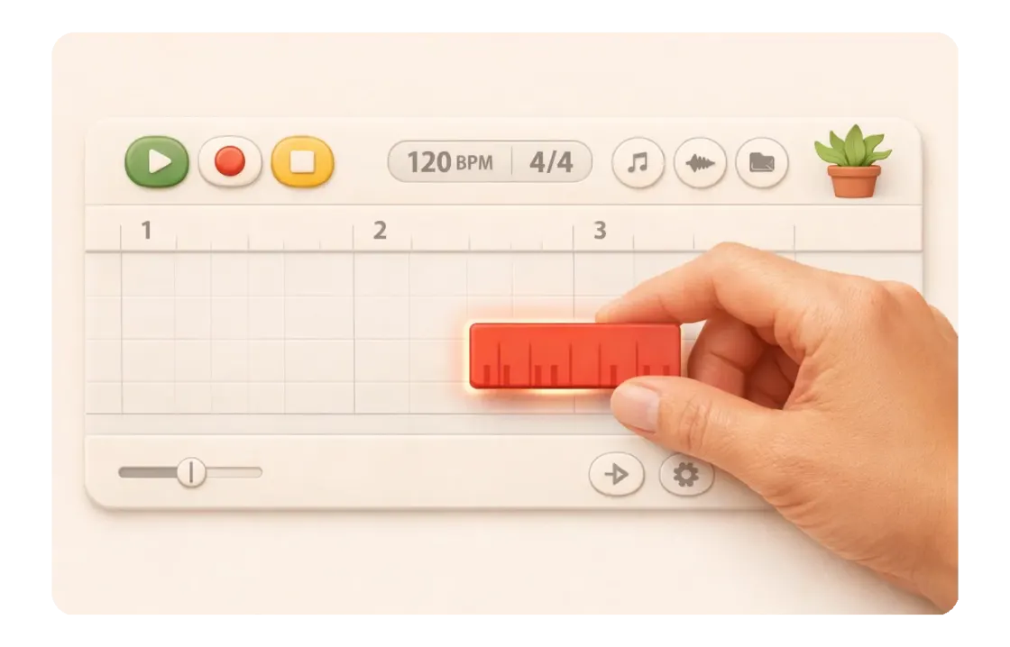 MIDI edit online artwork with a soft sequencer-style panel and highlighted edit block